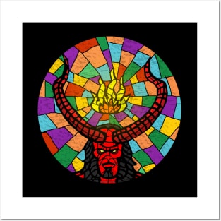 demon stained glass Posters and Art